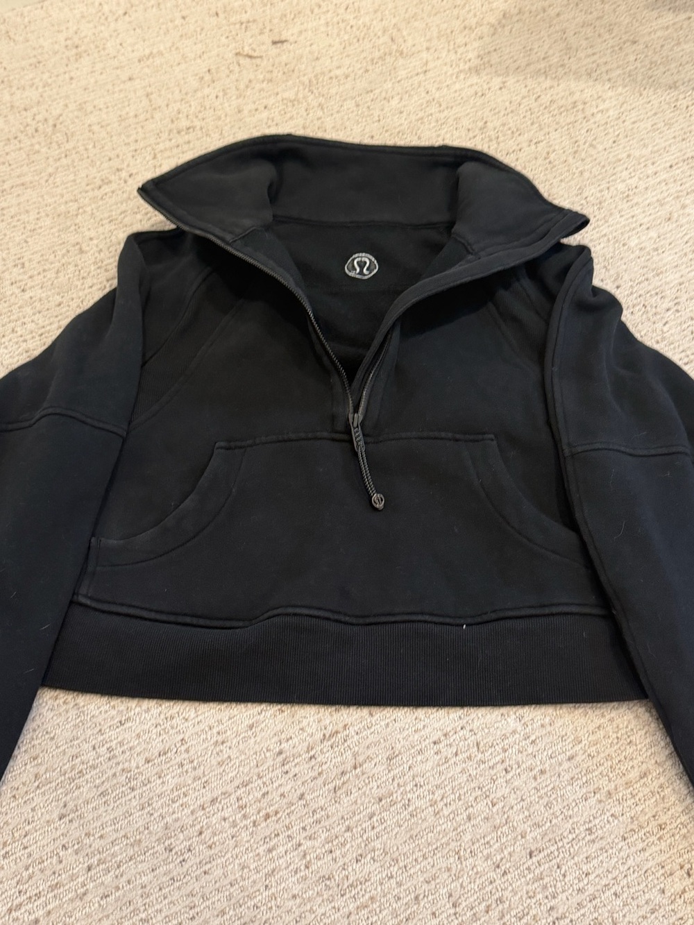 lululemon athletica Black Half-Zip Cropped Pullover Sweatshirt